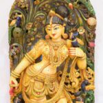 Handcrafted Wooden Apsara Wall Panel (4 feet) – Antique Madanika Celestial Nymph Wood Carving - Image 4