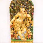 Handcrafted Wooden Apsara Wall Panel (4 feet) – Antique Madanika Celestial Nymph Wood Carving - Image 3