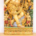 Handcrafted Wooden Apsara Wall Panel (4 feet) – Antique Madanika Celestial Nymph Wood Carving - Image 2