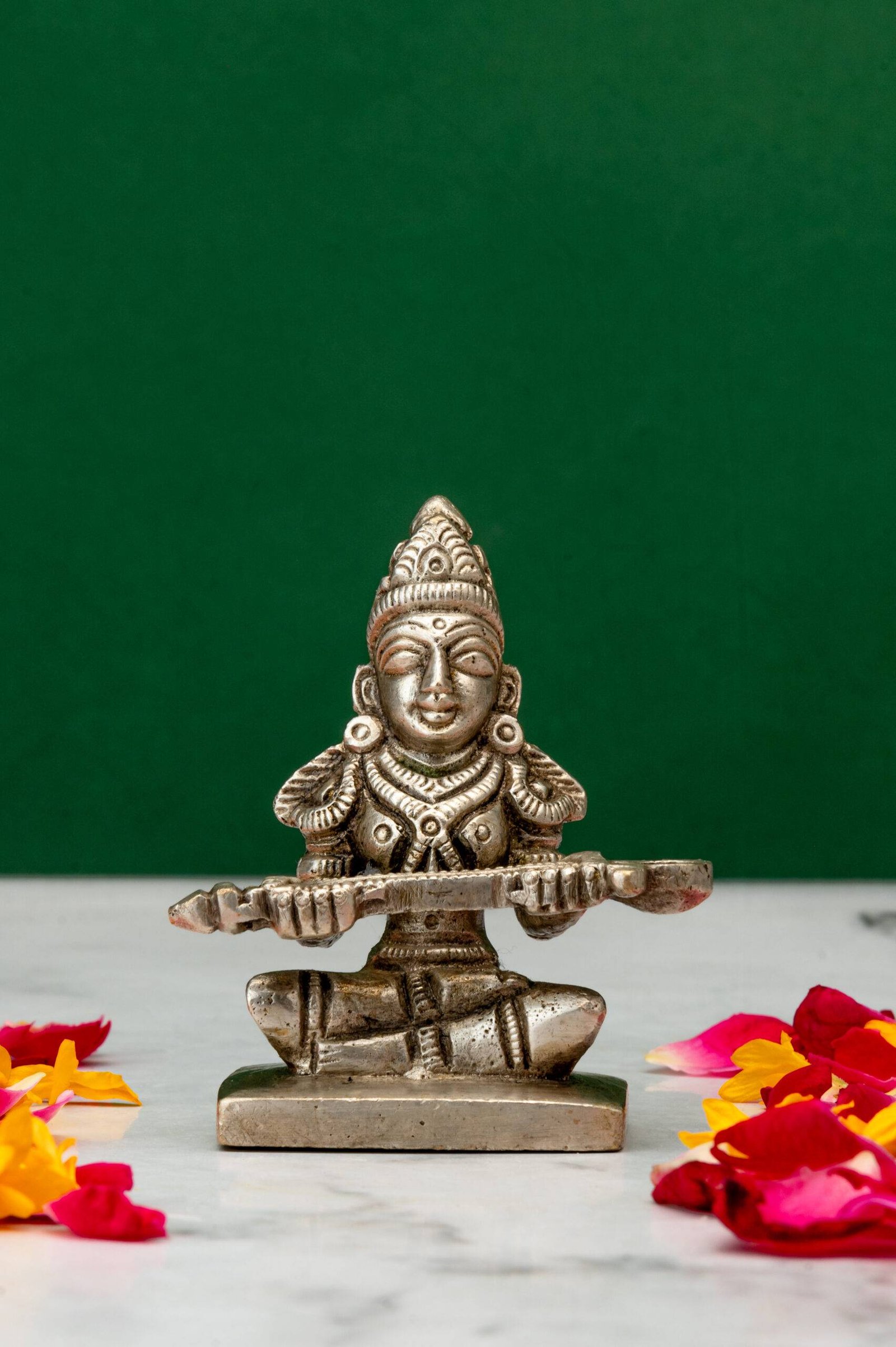 brass-Annapurna-Devi-500-8-scaled-1.jpg Brass Silver-Coated Superfine Annapurna Devi Idol – 2.75 Inches - Image 1