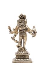 Brass Silver-Coated Superfine Standing Bhairo Baba Idol- 4.75 Inches - Image 7