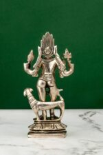 Brass Silver-Coated Superfine Standing Bhairo Baba Idol- 5.5 Inches - Image 4