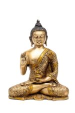 Brass Superfine Buddha Idol – Abhaya Mudra – Detailed Carving – 10.5 Inch - Image 5