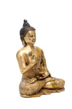 Brass Superfine Buddha Idol – Abhaya Mudra – Detailed Carving – 10.5 Inch - Image 6