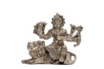 Brass Superfine Ma Durga Idol with Sitting Lion – Ashtabhuja – Silver Coated – 3 Inch - Image 5