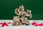 Brass Superfine Ma Durga Idol with Sitting Lion – Ashtabhuja – Silver Coated – 3 Inch - Image 4