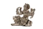 Brass Superfine Ma Durga Idol with Sitting Lion – Ashtabhuja – Silver Coated – 3 Inch - Image 6
