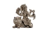 Brass Superfine Ma Durga Idol with Sitting Lion – Ashtabhuja – Silver Coated – 3 Inch - Image 7