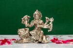 Brass Superfine Ma Durga Idol with Sitting Lion – Ashtabhuja – Silver Coated – 3 Inch