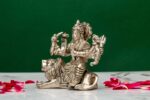 Brass Superfine Ma Durga Idol with Sitting Lion – Ashtabhuja – Silver Coated – 3 Inch - Image 2