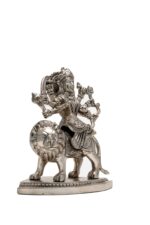 Brass Superfine Ma Durga Idol on Lion – Ashtabhuja – Silver Coated – 7.15 Inch - Image 7