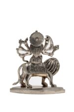 Brass Superfine Ma Durga Idol on Lion – Ashtabhuja – Silver Coated – 7.15 Inch - Image 6