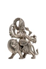 Brass Superfine Ma Durga Idol on Lion – Ashtabhuja – Silver Coated – 8.5 Inch - Image 6