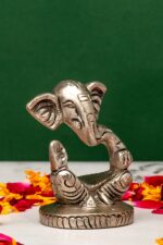 Brass Silver Coated Superfine Ganapati Idol – Modern Design – 2.75 Inch - Image 4