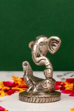 Brass Silver Coated Superfine Ganapati Idol – Modern Design – 2.75 Inch - Image 2