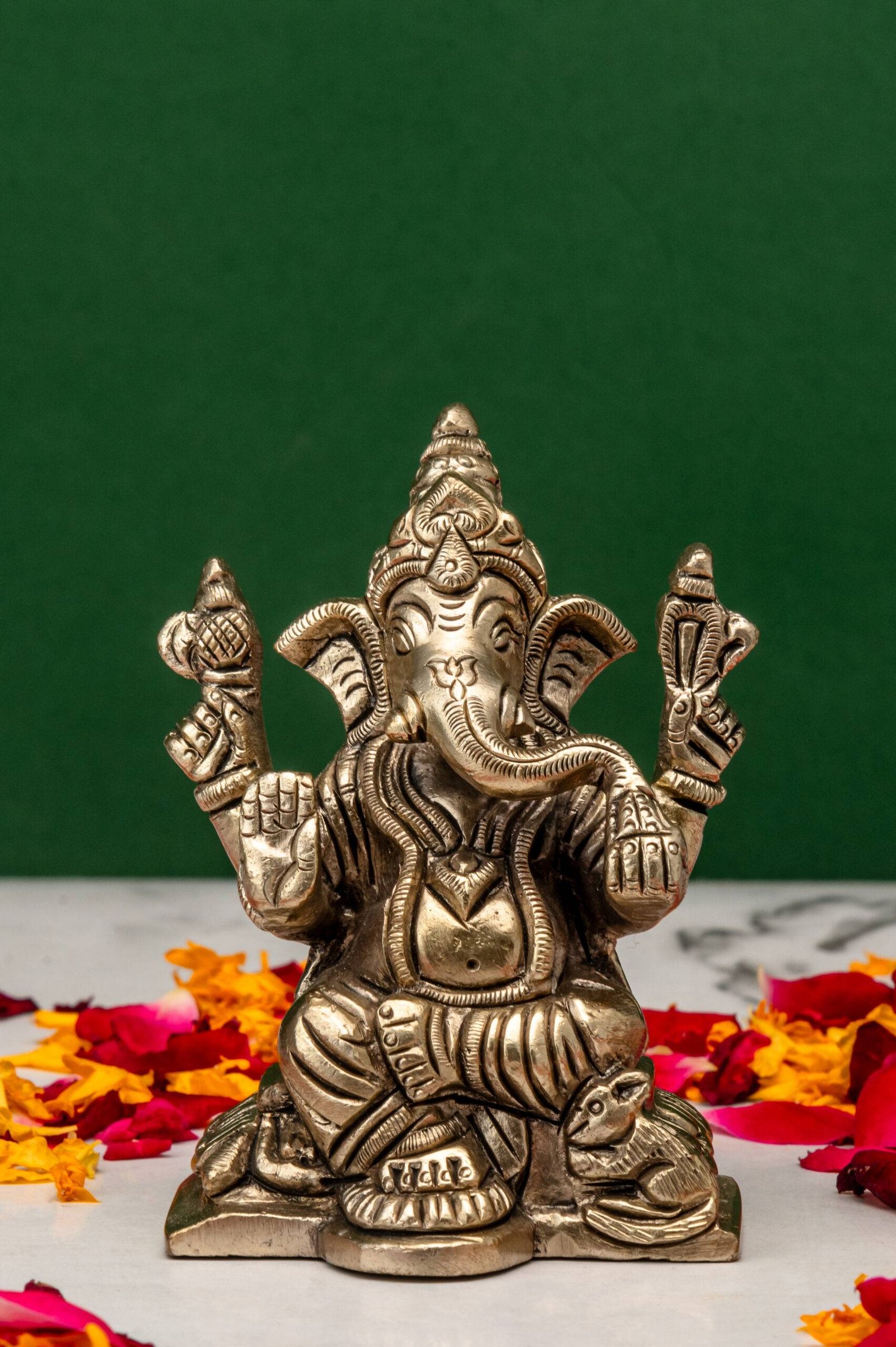 brass-Ganapati-584-8-scaled-1.jpg Brass Silver Coated Superfine Ganapati Idol – Vighnaharta – 3.15 Inch - Image 1