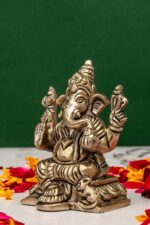 Brass Silver Coated Superfine Ganapati Idol – Vighnaharta – 3.15 Inch - Image 2