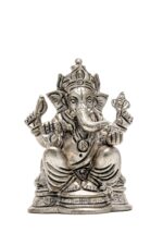 Brass Silver Coated Superfine Ganapati Idol – Vighnaharta – 3.35 Inch - Image 9