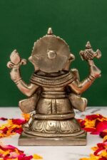 Brass Silver Coated Superfine Ganapati Idol – Detail Carving – 4 Inch - Image 3