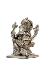 Brass Silver Coated Superfine Ganapati Idol – Detail Carving – 4 Inch - Image 7