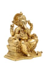 Brass Superfine Ganesh Idol Seated On Throne – 9.5 Inch - Image 7