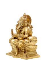 Brass Superfine Ganesh Idol Seated On Throne – 9.5 Inch - Image 6