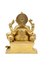 Brass Superfine Ganesh Idol Seated On Throne – 9.5 Inch - Image 5