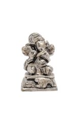 Brass Silver Coated Ganesh Idol Miniature – Vighnaharta – 1.75 Inch - Image 6