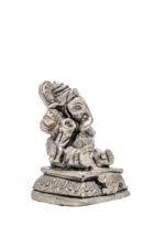 Brass Silver Coated Ganesh Idol Miniature – Vighnaharta – 1.75 Inch - Image 4