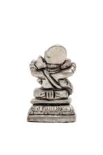 Brass Silver Coated Ganesh Idol Miniature – Vighnaharta – 1.75 Inch - Image 3