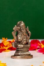 Brass Silver Coated Ganesh Idol Miniature – Vighnaharta – 2 Inch - Image 4