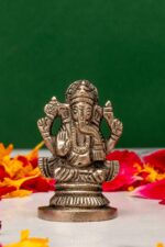 Brass Silver Coated Ganesh Idol Miniature – Vighnaharta – 2 Inch