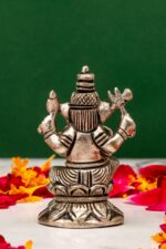 Brass Superfine Silver Coated Ganesh Idol Miniature – Vighnaharta – 2.60 Inch - Image 3
