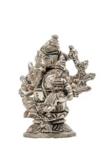 Brass Silver Coated 10 Bhuja Ganesh Idol with Laxmi – Vighnaharta – 3 Inch - Image 6