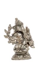Brass Silver Coated 10 Bhuja Ganesh Idol with Laxmi – Vighnaharta – 3 Inch - Image 5