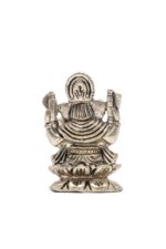Brass Silver-Coated Superfine Ganesh Laxmi Idol – On Lotus – 2.35 Inches - Image 18