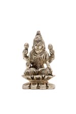 Brass Silver-Coated Superfine Ganesh Laxmi Idol – On Lotus – 2.35 Inches - Image 17