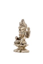 Brass Silver-Coated Superfine Ganesh Laxmi Idol – On Lotus – 2.35 Inches - Image 16