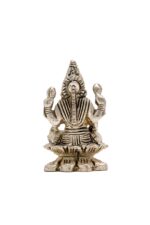 Brass Silver-Coated Superfine Ganesh Laxmi Idol – On Lotus – 2.35 Inches - Image 14