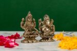Brass Silver-Coated Superfine Ganesh Laxmi Idol – On Lotus – 2.35 Inches - Image 11