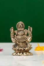 Brass Silver-Coated Superfine Ganesh Laxmi Idol – On Lotus – 2.35 Inches - Image 6