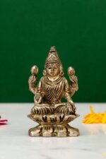 Brass Silver-Coated Superfine Ganesh Laxmi Idol – On Lotus – 2.35 Inches - Image 5