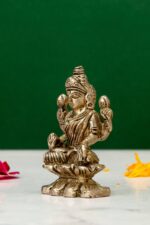 Brass Silver-Coated Superfine Ganesh Laxmi Idol – On Lotus – 2.35 Inches - Image 4