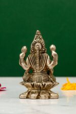 Brass Silver-Coated Superfine Ganesh Laxmi Idol – On Lotus – 2.35 Inches - Image 2