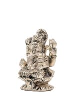 Brass Silver-Coated Superfine Ganesh Laxmi Idol – On Lotus – 2.35 Inches - Image 20