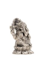 Brass Silver-Coated Superfine Ganesh Laxmi Idol – On Lotus – 2.35 Inches - Image 23