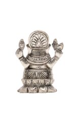 Brass Silver-Coated Superfine Ganesh Laxmi Idol – On Lotus – 2.35 Inches - Image 16