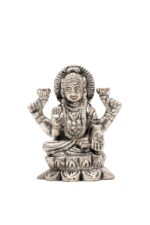 Brass Silver-Coated Superfine Ganesh Laxmi Idol – On Lotus – 2.35 Inches - Image 15