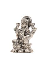 Brass Silver-Coated Superfine Ganesh Laxmi Idol – On Lotus – 2.35 Inches - Image 14