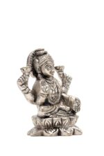 Brass Silver-Coated Superfine Ganesh Laxmi Idol – On Lotus – 2.35 Inches - Image 13
